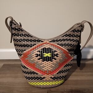 Coach Upcycled Dreamweaver Leather‎ Multicolor Woven Mini Duffle Shoulder Bag